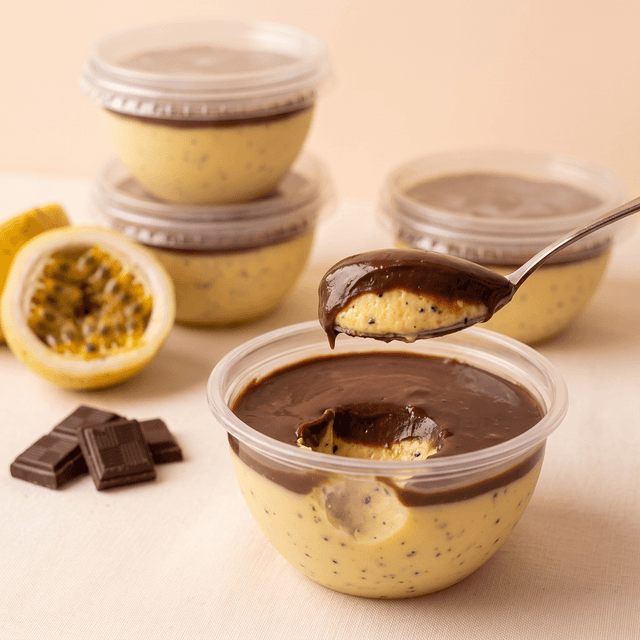 Mousse de maracujá com brigadeiro